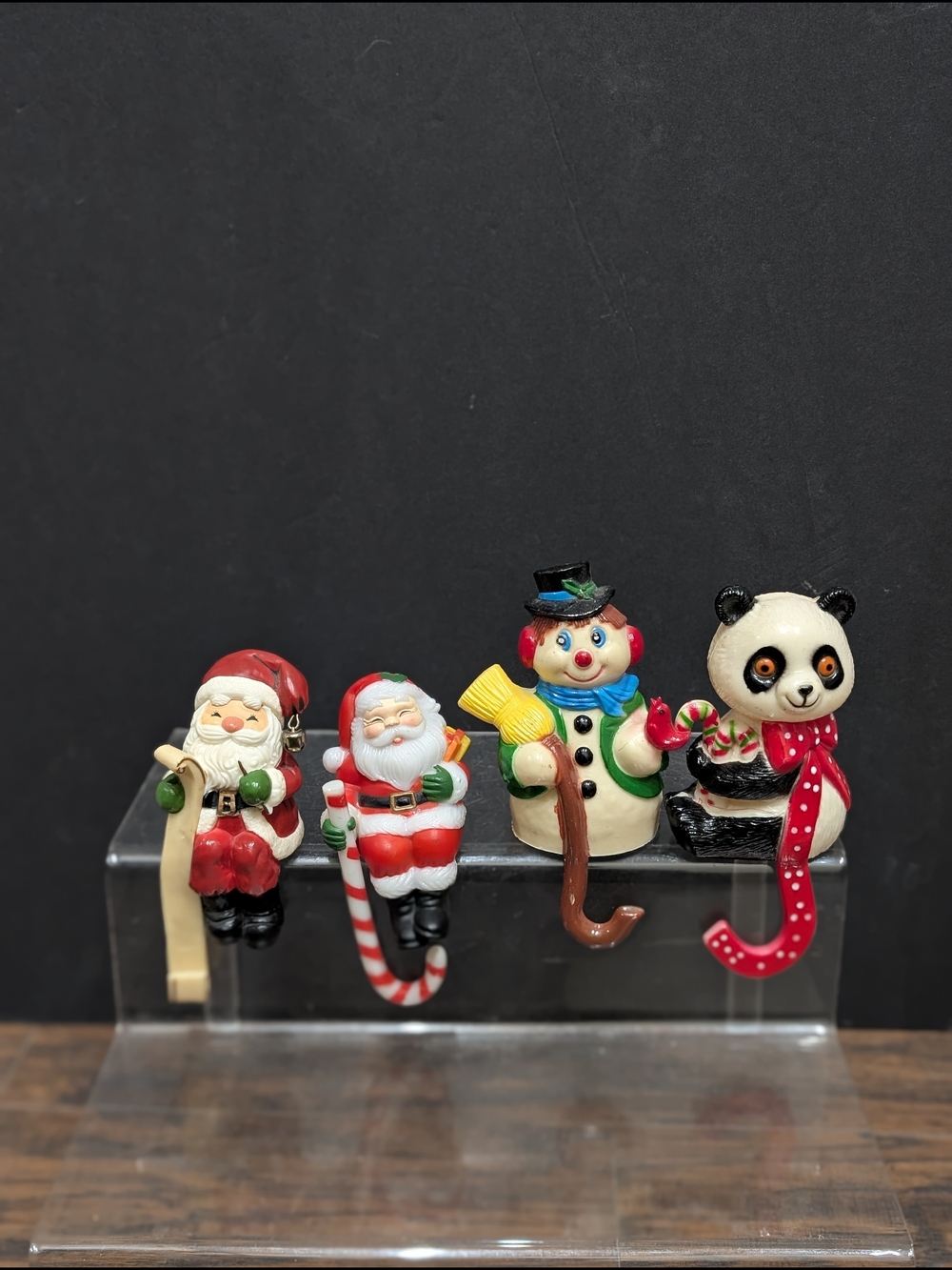 Lot Of 4 Hard Plastic Assorted Christmas Shelf Sitter Vintage